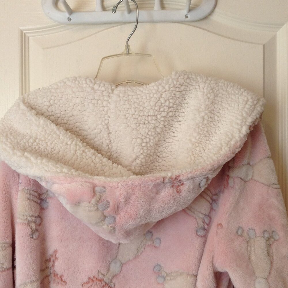 La Vie en Rose Women's Size M Hooded Bathrobe Housecoat Plush Bath Robe - Picture 7 of 10